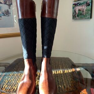 Tory Burch Brown and Black Over the Knee Boots
